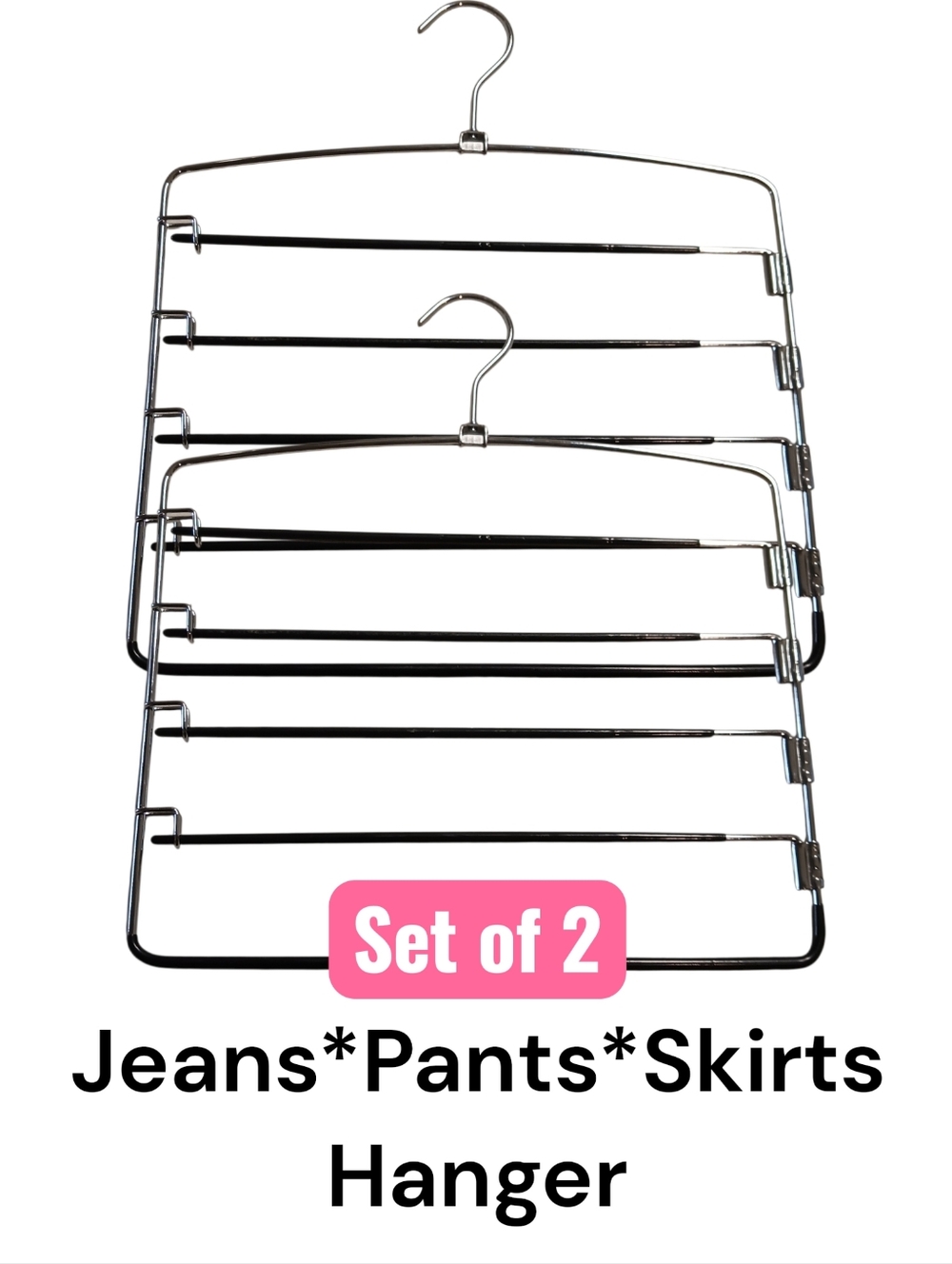 2 Pk-Multi-Tier Hangers-for Jeans,Pants & Skirt Hangers- EUC - Picture 5 of 8